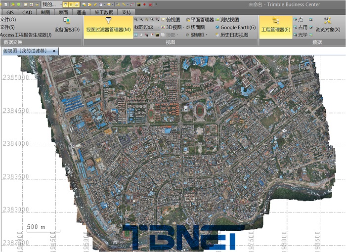无人机航测、武汉天宝耐特、TBC PM 软件、TBC PM 软件进行处理，为客户提供原始影像及IMU数据、空三、点云