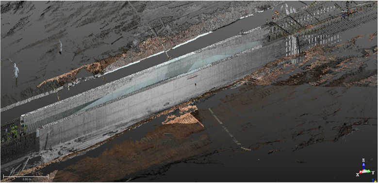 Trimble、天宝耐特、天宝一级代理商、Trimble SX10三维激光扫描仪、鄂州民用机场、天宝SX10三维扫描仪、BIM应用、智能施工、钢筋混凝土盖板暗沟扫描、天宝TBC点云数据处理软件、天宝 TRW高级建模软件、项目施工